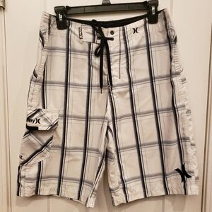 Hurley Black and White Hybrid Shorts Lightweight Design